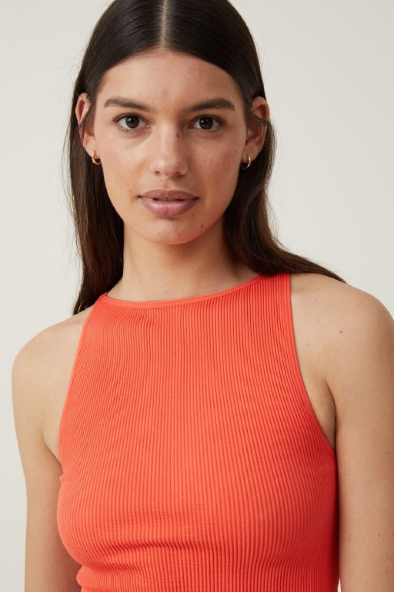 Cotton On Seamless Benni High Neck Women's Tanks Coral | jZPCd55CGSv