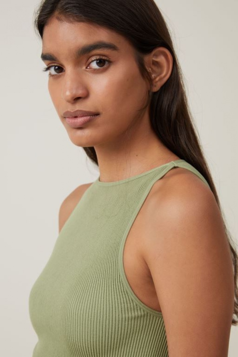 Cotton On Seamless Benni High Neck Women's Tanks Khaki | Zy7yBuqwkm0