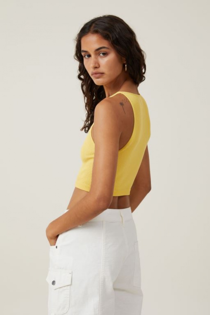 Cotton On Seamless Benni High Neck Women's Tanks Yellow | DPcW4vnYLoJ