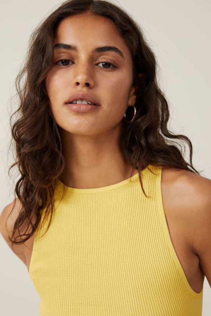 Cotton On Seamless Benni High Neck Women's Tanks Yellow | DPcW4vnYLoJ