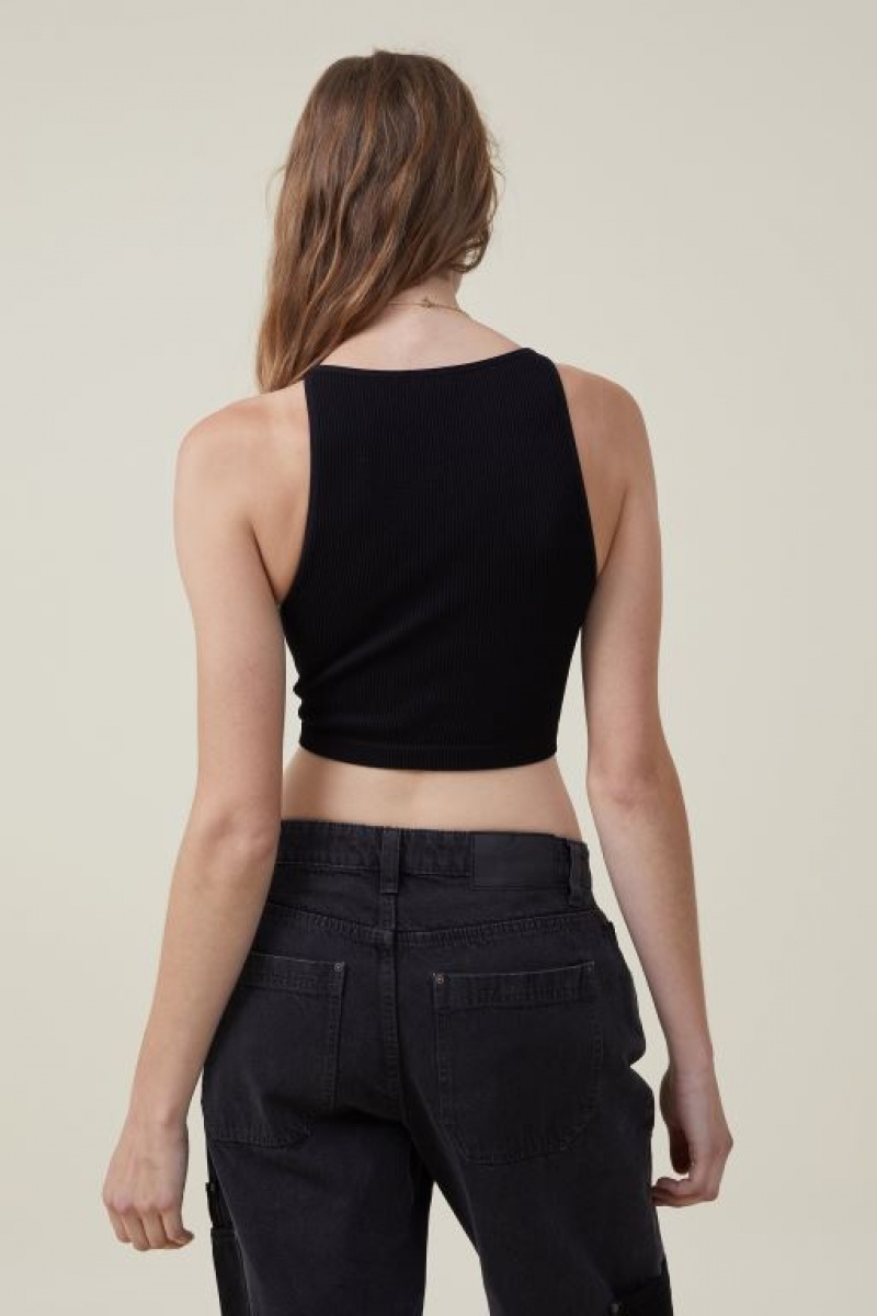 Cotton On Seamless Benni High Neck Women's Tanks Black | akXnRjU4RiR