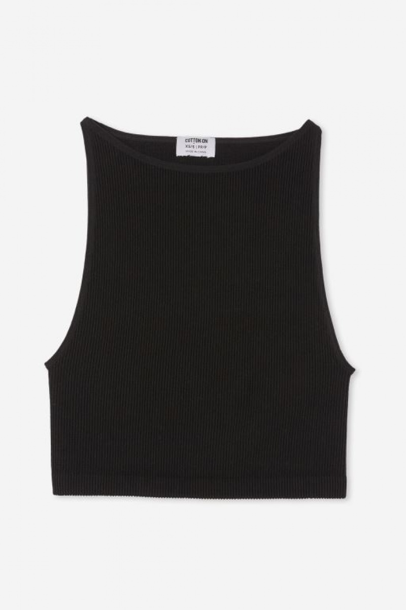 Cotton On Seamless Benni High Neck Women's Tanks Black | akXnRjU4RiR