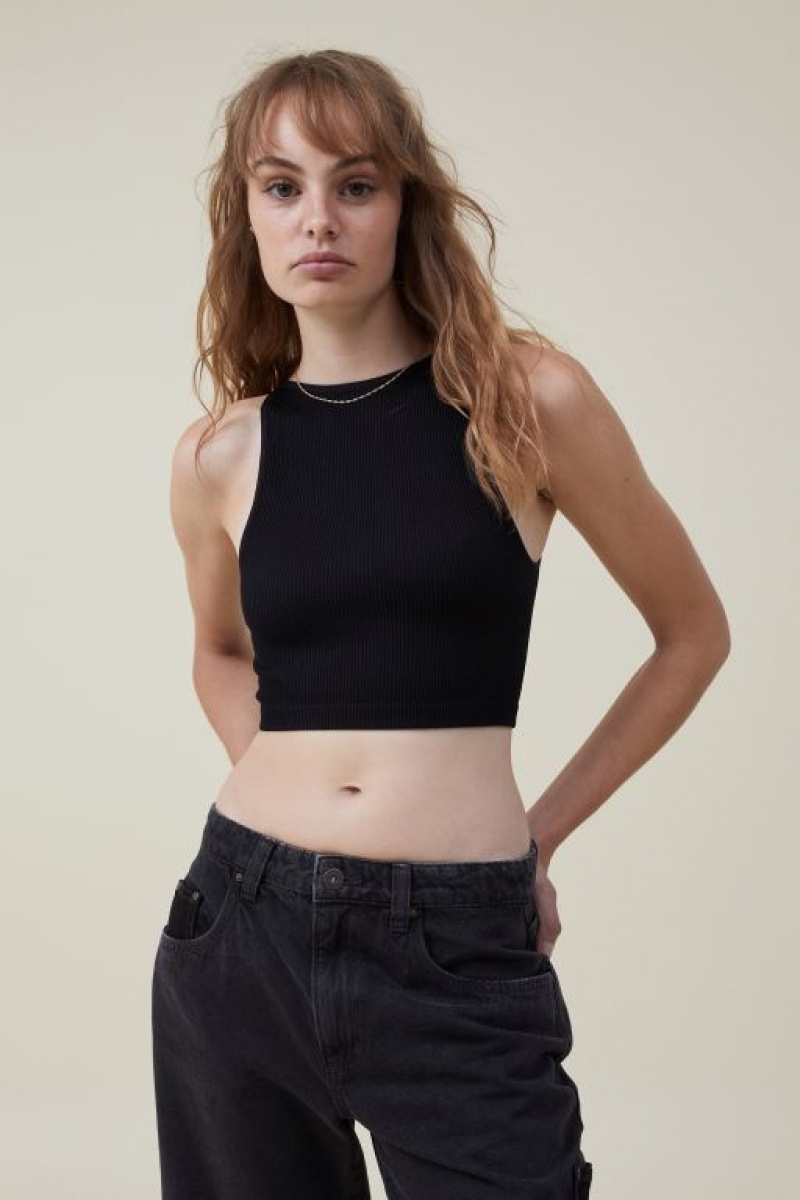 Cotton On Seamless Benni High Neck Women's Tanks Black | akXnRjU4RiR