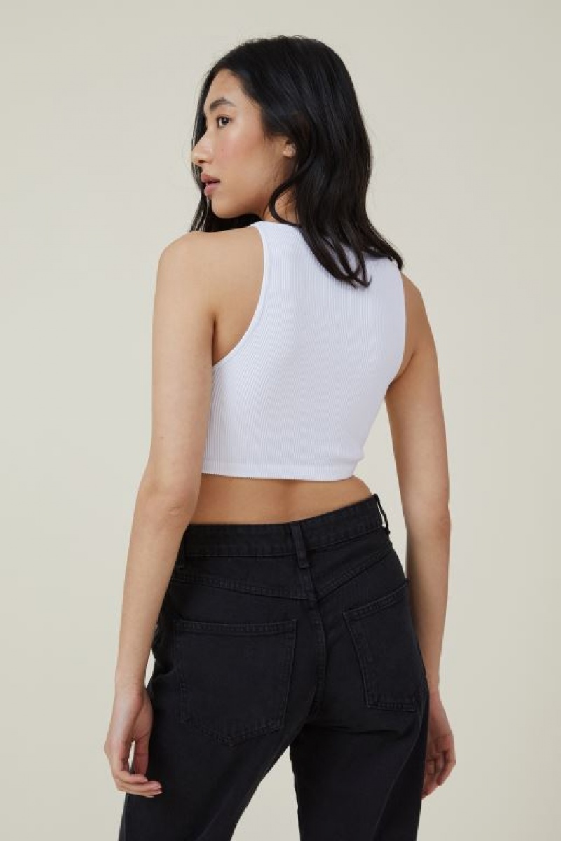 Cotton On Seamless Benni High Neck Women's Tanks White | 1Uo7pkLOJv1