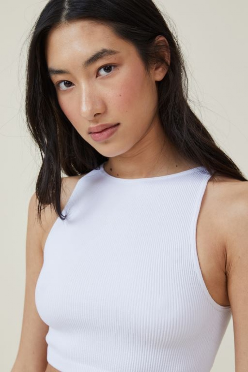Cotton On Seamless Benni High Neck Women's Tanks White | 1Uo7pkLOJv1