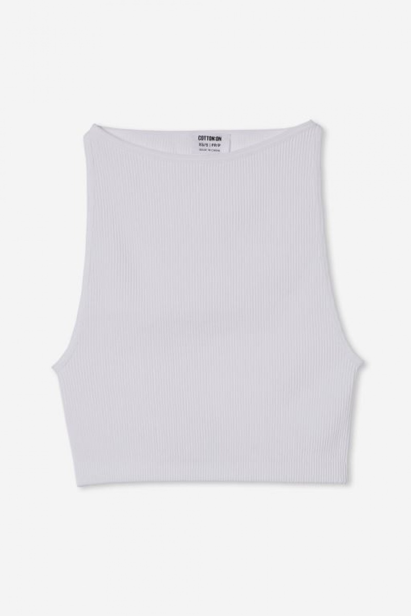 Cotton On Seamless Benni High Neck Women's Tanks White | 1Uo7pkLOJv1