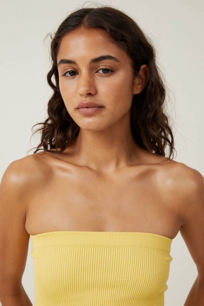 Cotton On Seamless Ellie Tube Women's Tanks Yellow | RNt1yeZZKaq
