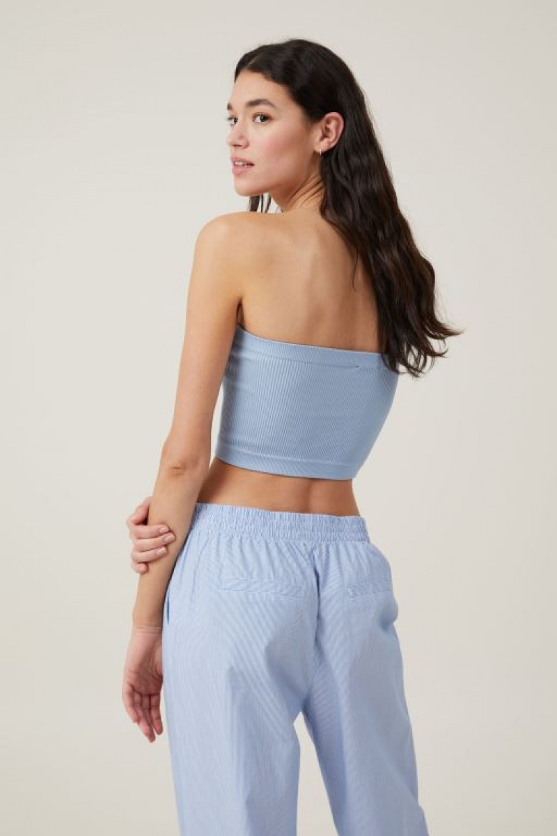 Cotton On Seamless Ellie Tube Women's Tanks Blue | W6Qkp4KmbFC