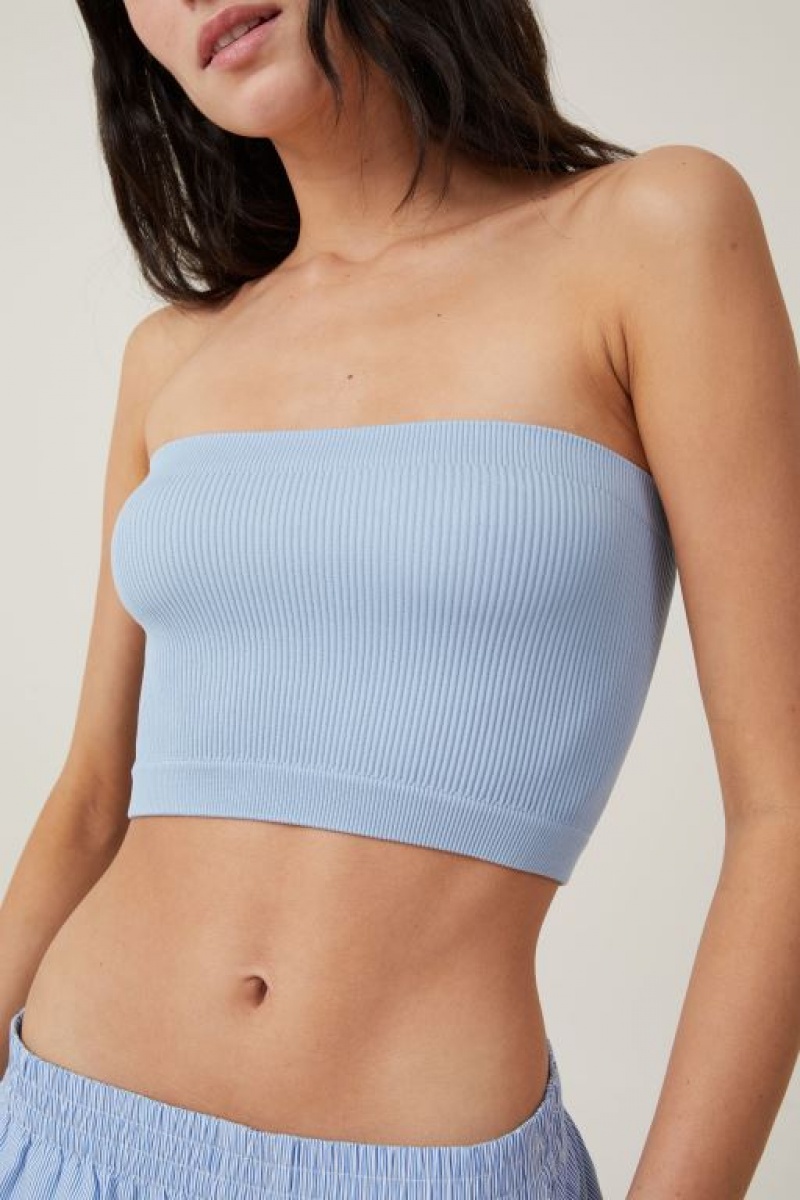 Cotton On Seamless Ellie Tube Women's Tanks Blue | W6Qkp4KmbFC