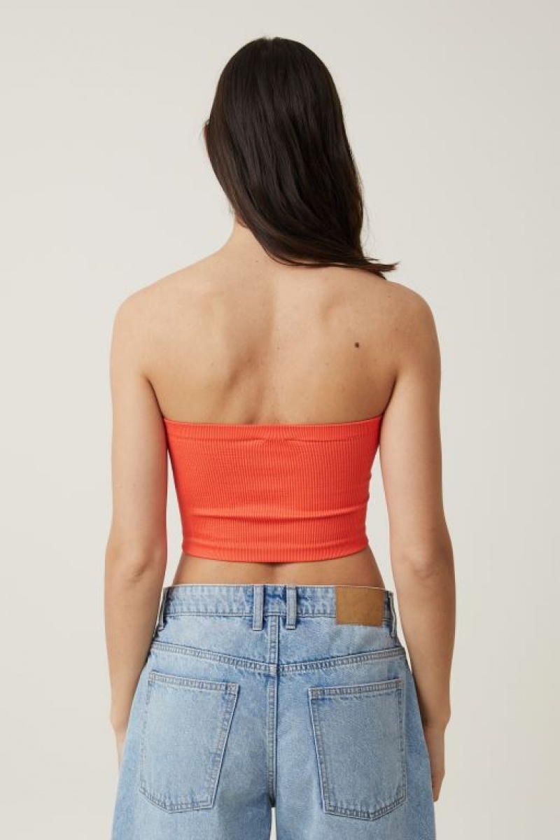 Cotton On Seamless Ellie Tube Women's Tanks Coral | UolGCyeVJFA
