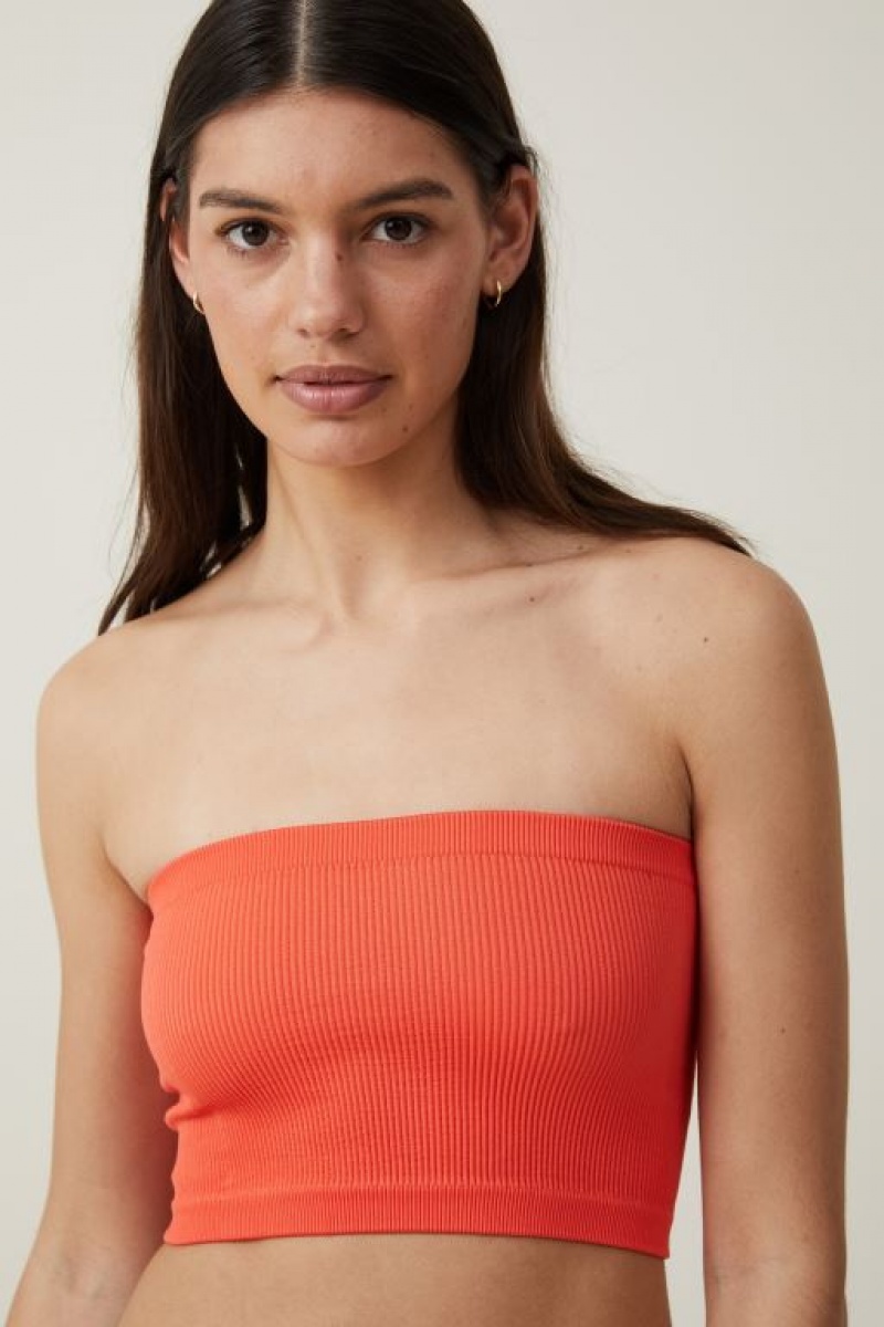 Cotton On Seamless Ellie Tube Women's Tanks Coral | UolGCyeVJFA