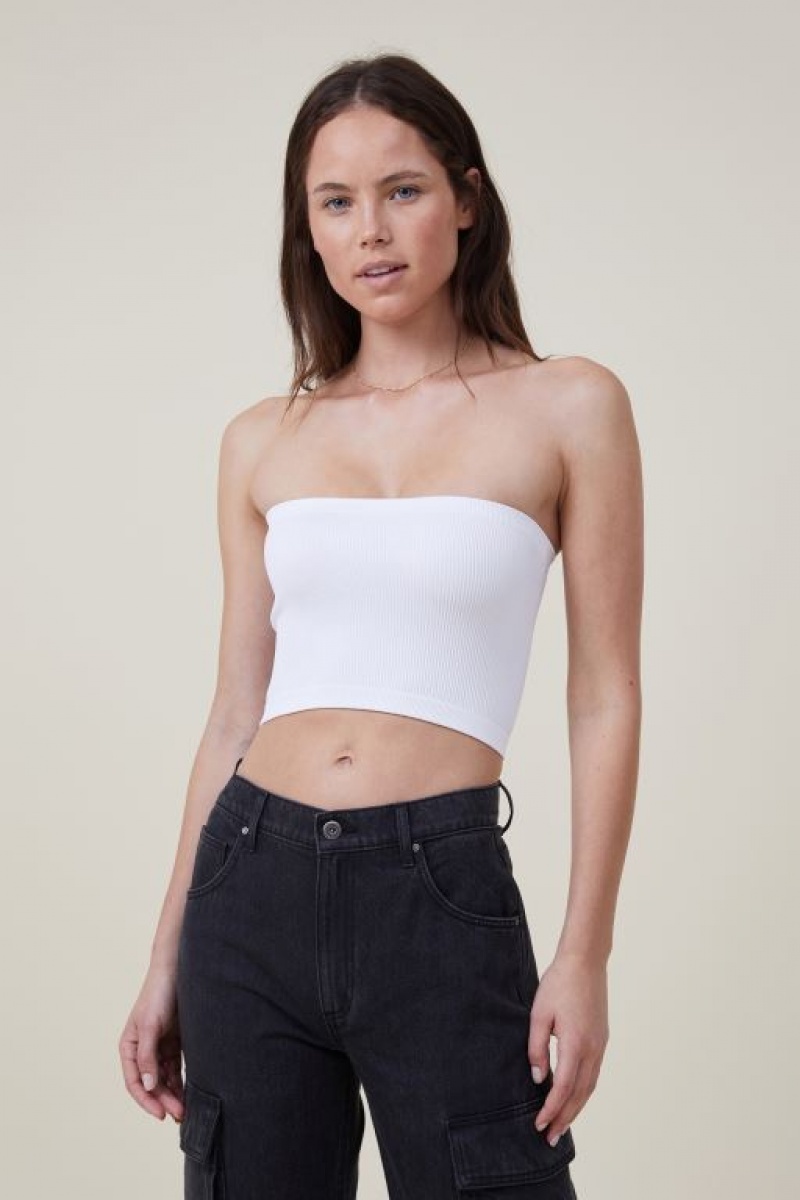 Cotton On Seamless Ellie Tube Women\'s Tanks White | PvnVLGGDFGp