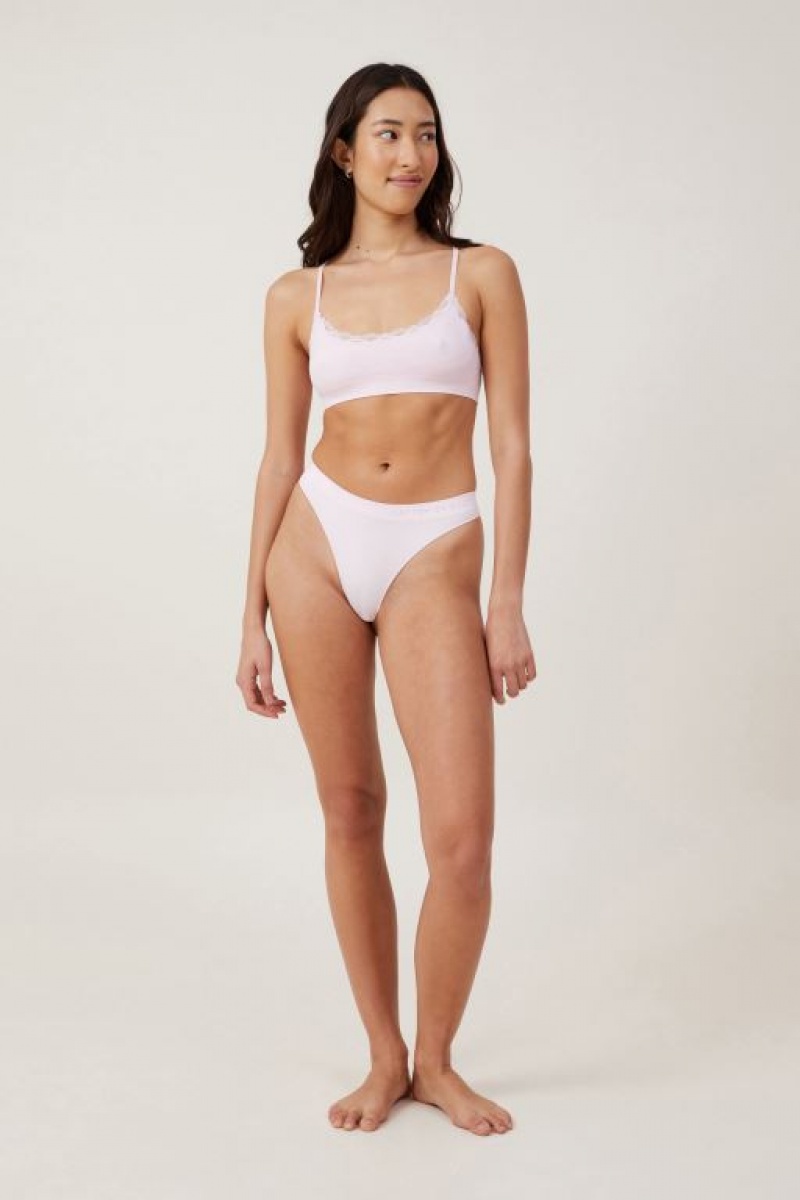 Cotton On Seamless Lace Trim Scoop Padded Women's Bralette Rose | epjaSMNn0xx