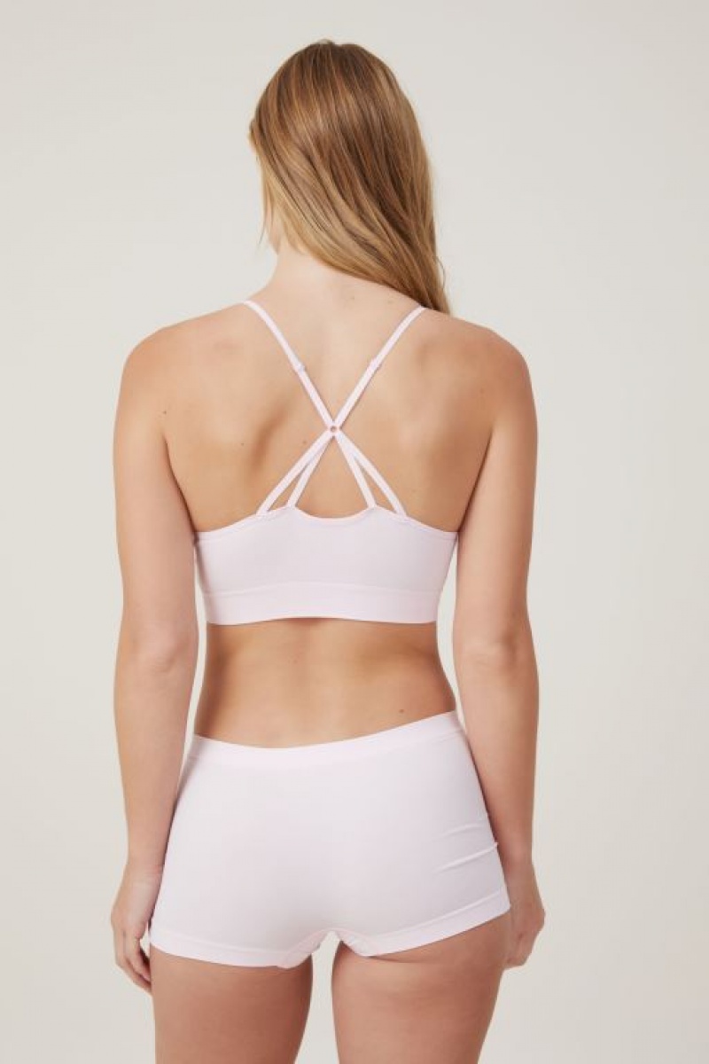Cotton On Seamless Longline Cross Over Padded Bralette Women's Bras Rose | H7sVhAPjwWO