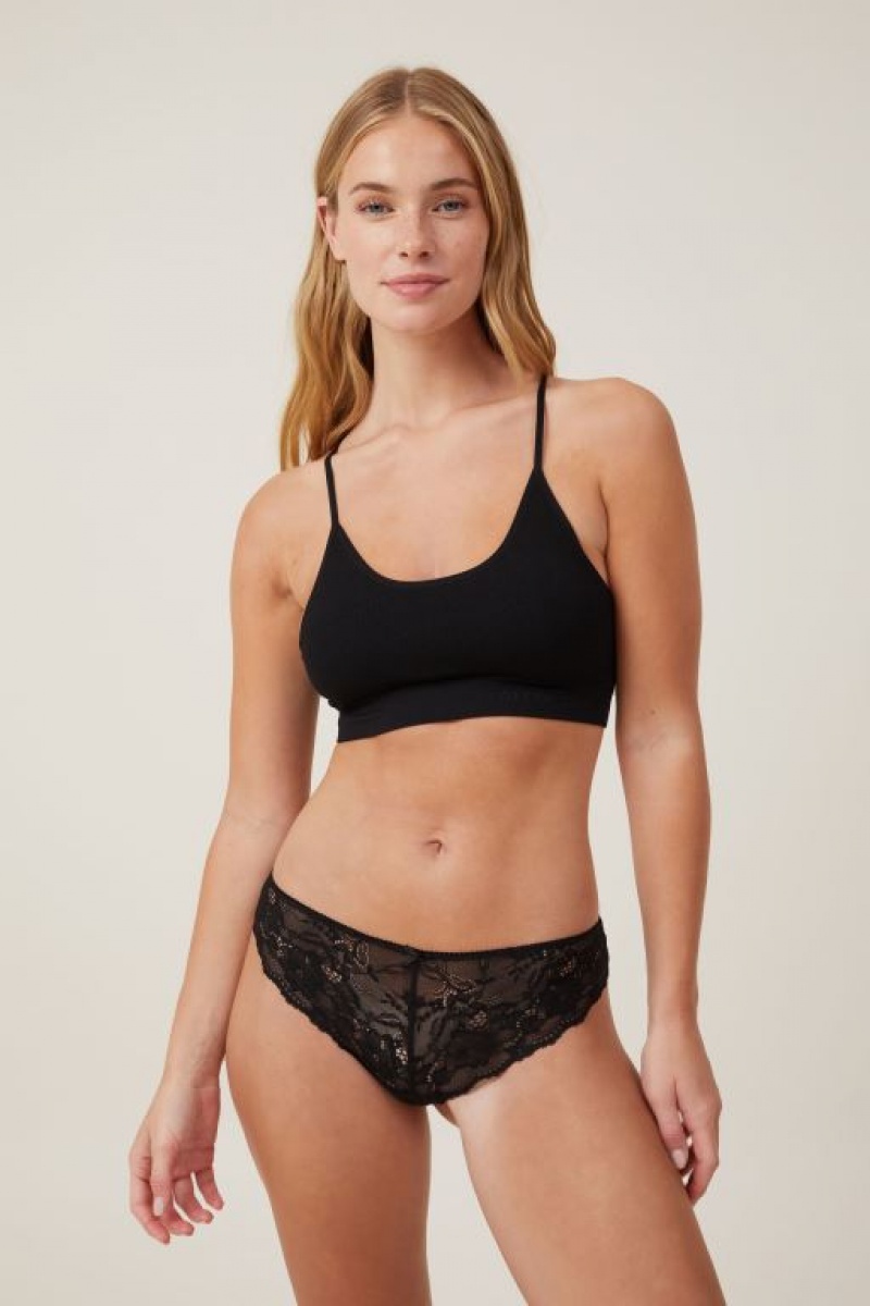 Cotton On Seamless Longline Cross Over Padded Bralette Women\'s Bras Black | nNQcOJGo7gz