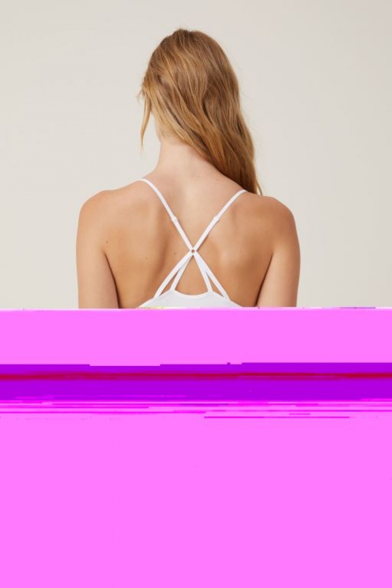 Cotton On Seamless Longline Cross Over Padded Women's Bralette White | PqjQAqTS8Bt