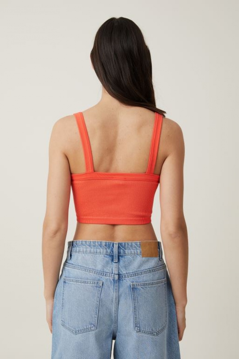 Cotton On Seamless Nelly Straight Neck Women's Tanks Coral | eZxQHbOAGMH