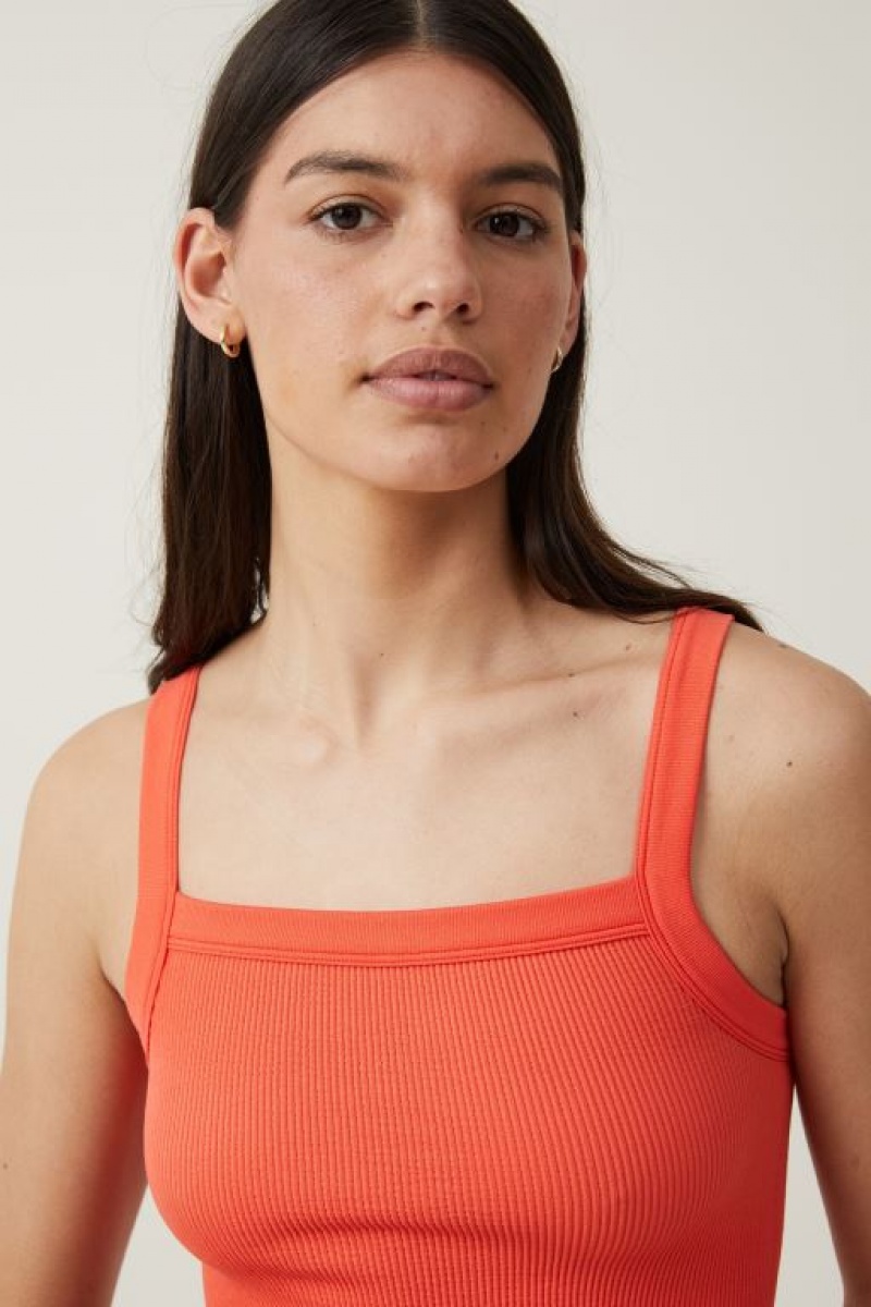 Cotton On Seamless Nelly Straight Neck Women's Tanks Coral | eZxQHbOAGMH