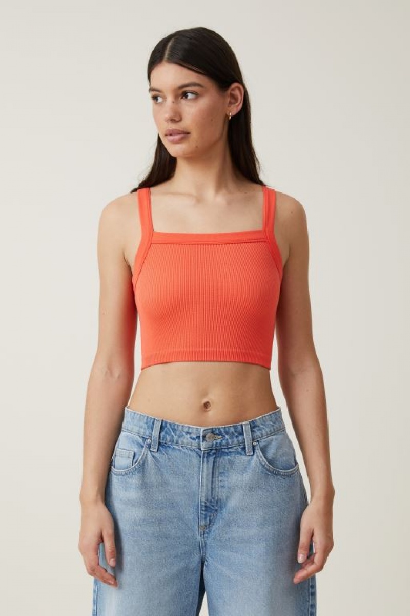 Cotton On Seamless Nelly Straight Neck Women\'s Tanks Coral | eZxQHbOAGMH