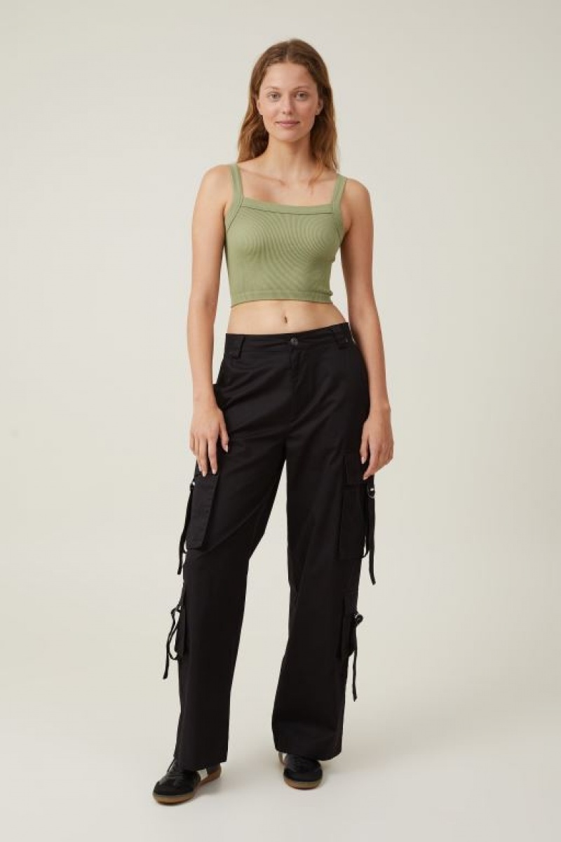 Cotton On Seamless Nelly Straight Neck Women's Tanks Khaki | E4nlwR4bE8X