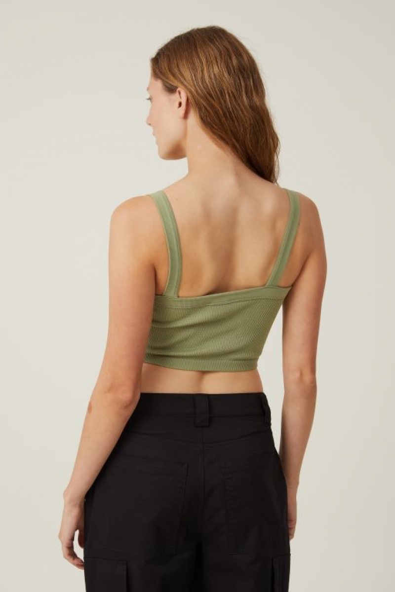Cotton On Seamless Nelly Straight Neck Women's Tanks Khaki | E4nlwR4bE8X