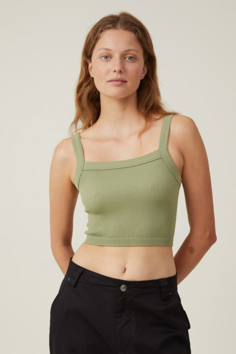 Cotton On Seamless Nelly Straight Neck Women\'s Tanks Khaki | E4nlwR4bE8X