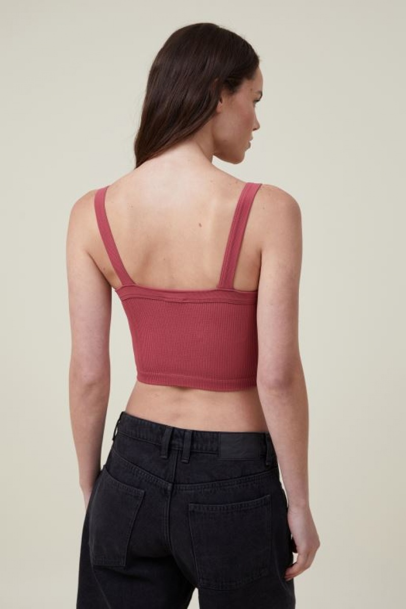 Cotton On Seamless Nelly Straight Neck Women's Tanks Red | hOHROy2rhVy