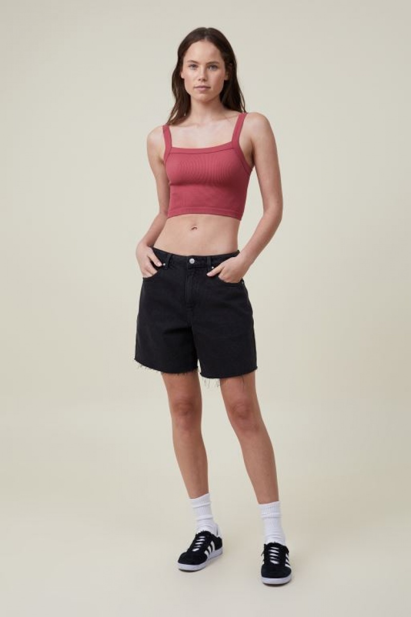 Cotton On Seamless Nelly Straight Neck Women\'s Tanks Red | hOHROy2rhVy