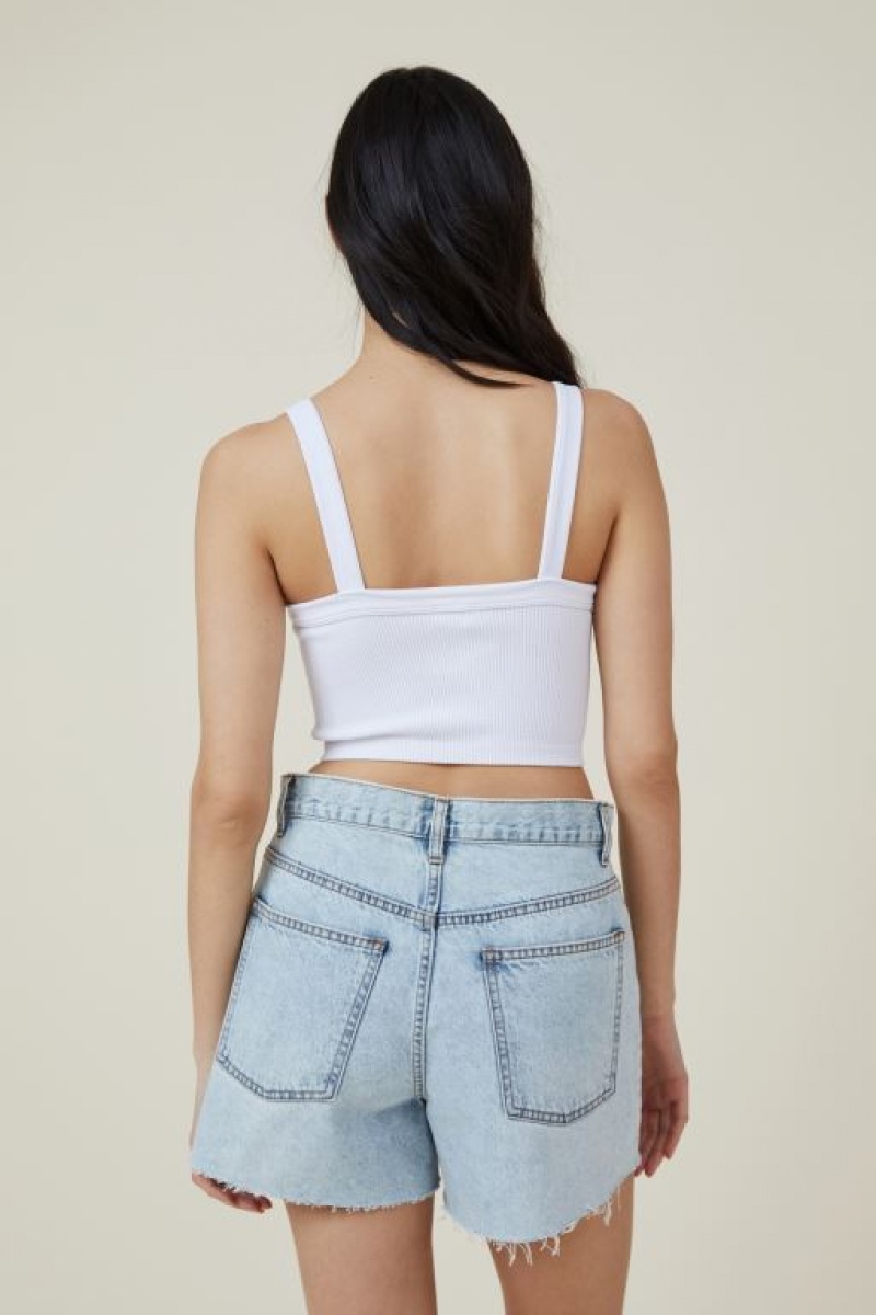 Cotton On Seamless Nelly Straight Neck Women's Tanks White | NBCWzMSm9GY