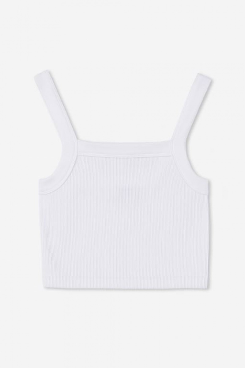Cotton On Seamless Nelly Straight Neck Women's Tanks White | NBCWzMSm9GY