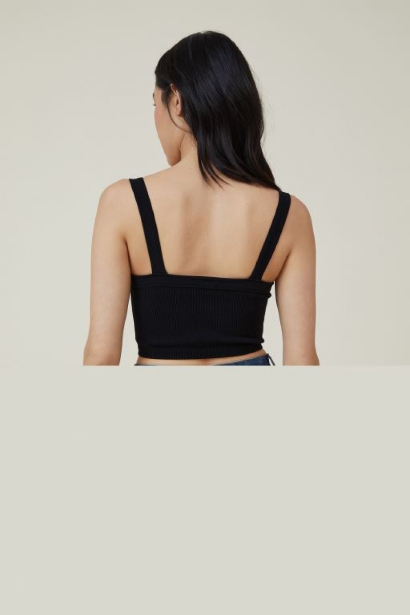 Cotton On Seamless Nelly Straight Neck Women's Tanks Black | TTUhp46ohET