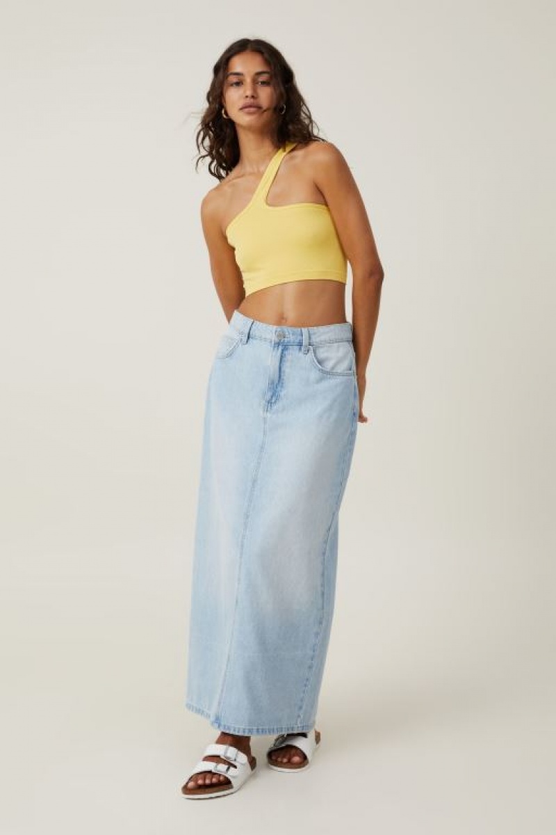 Cotton On Seamless One Shoulder Micro Crop Women's Tanks Yellow | q7Td8oVfnp8