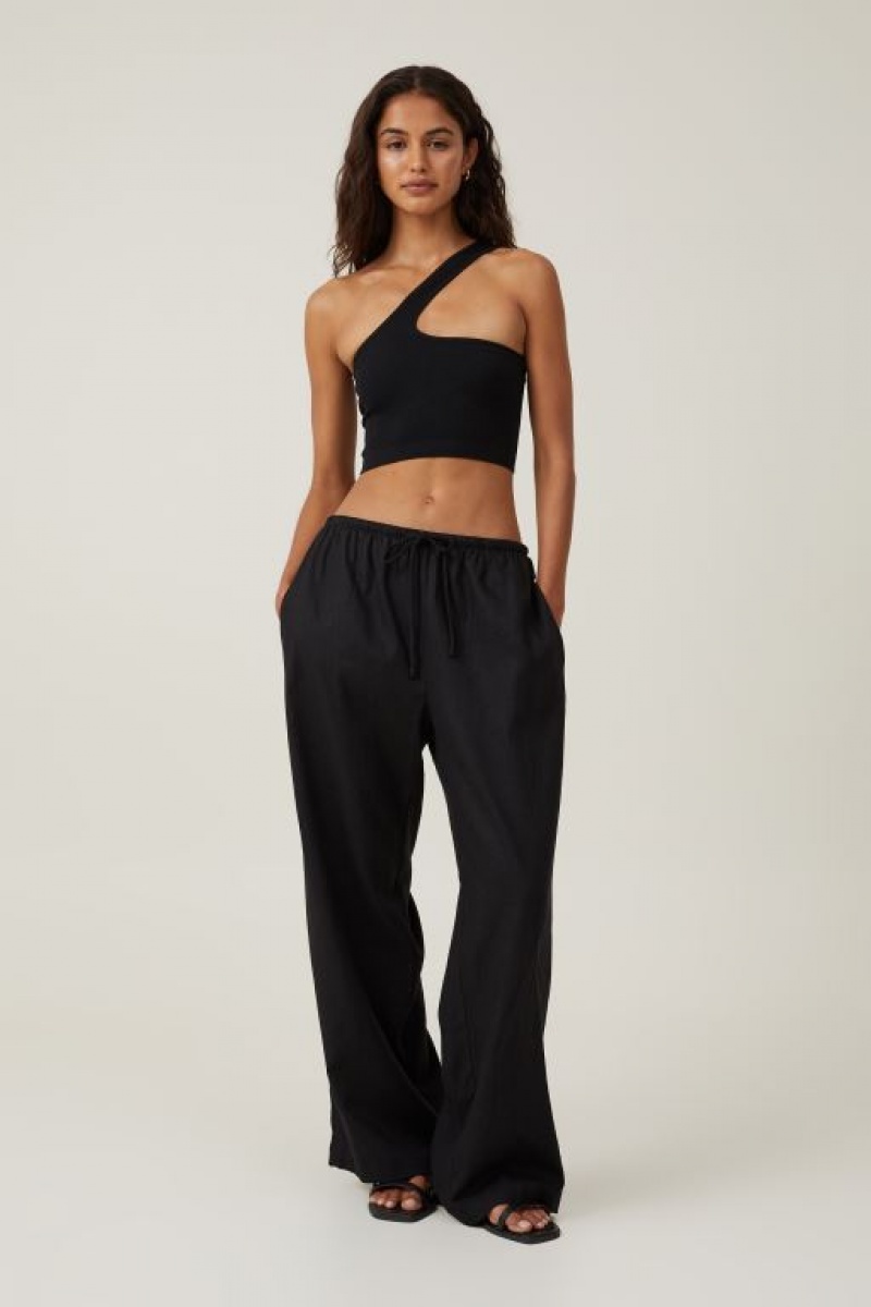 Cotton On Seamless One Shoulder Micro Crop Women's Tanks Black | rmUlkLPYOQ3