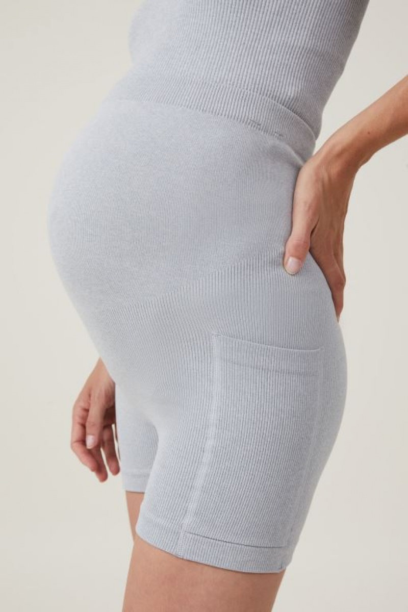 Cotton On Seamless Pocket Shortie Short Women's Maternity Wear Light Grey | lviGAR3C6bH