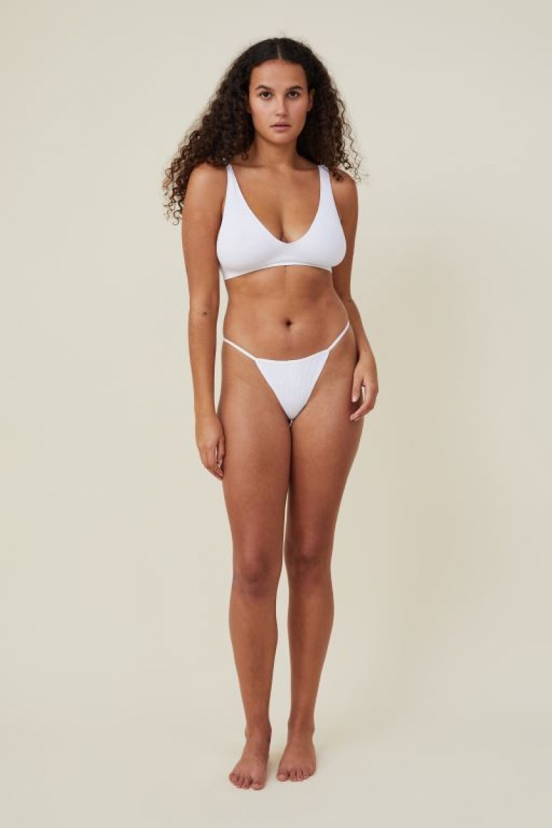 Cotton On Seamless Rib Tanga Brief Women's Thong White | 3qhttQgYRe9