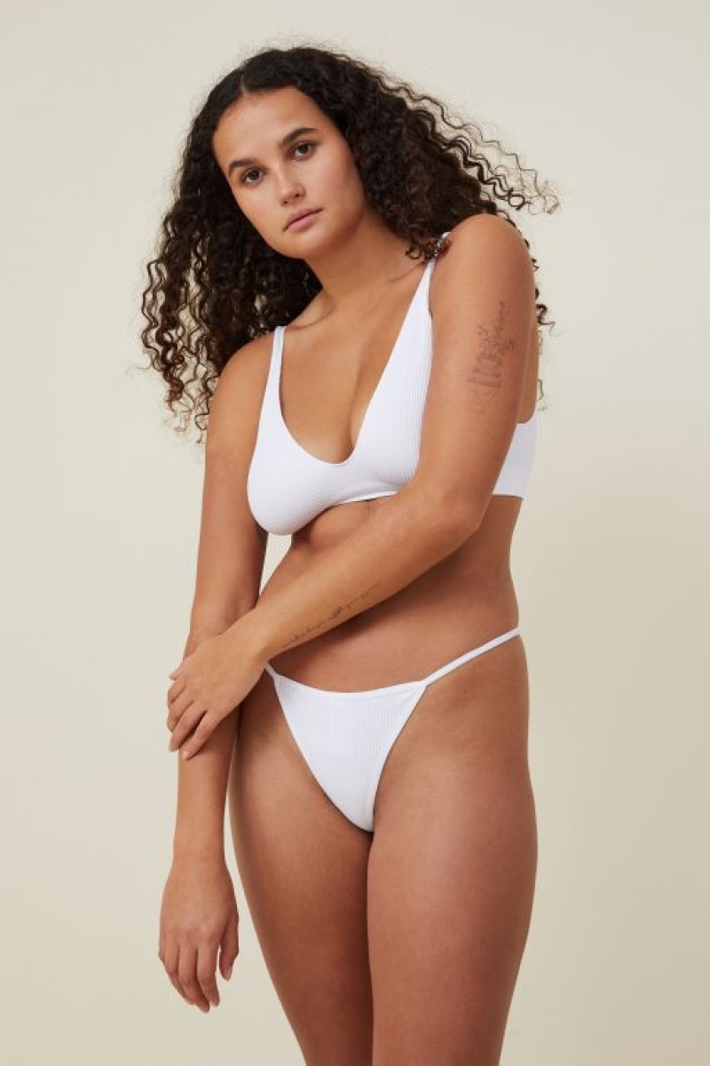 Cotton On Seamless Rib Tanga Brief Women\'s Thong White | 3qhttQgYRe9