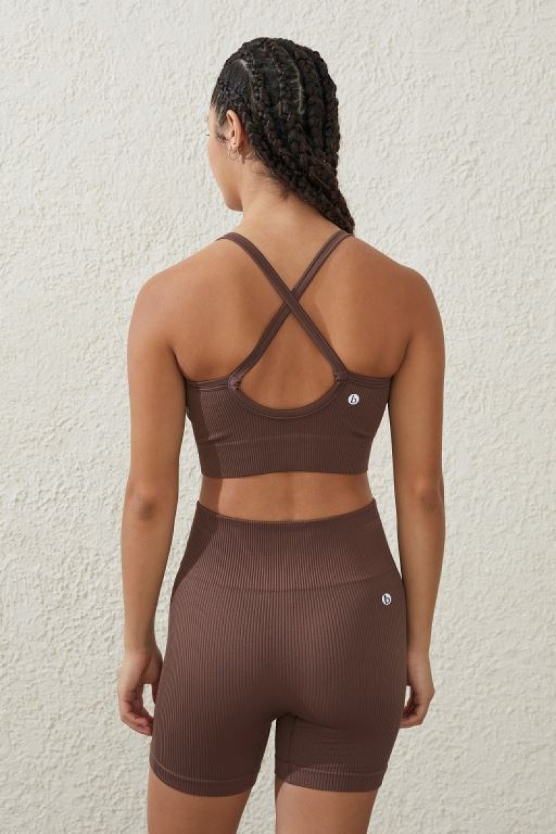 Cotton On Seamless Rib Women's Bike Shorts Deep Grey Brown | CnV5Tc7J4g7