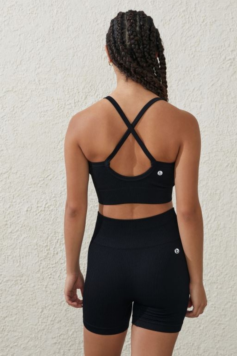 Cotton On Seamless Rib Women's Bike Shorts Black | jLXb1FVmlmE