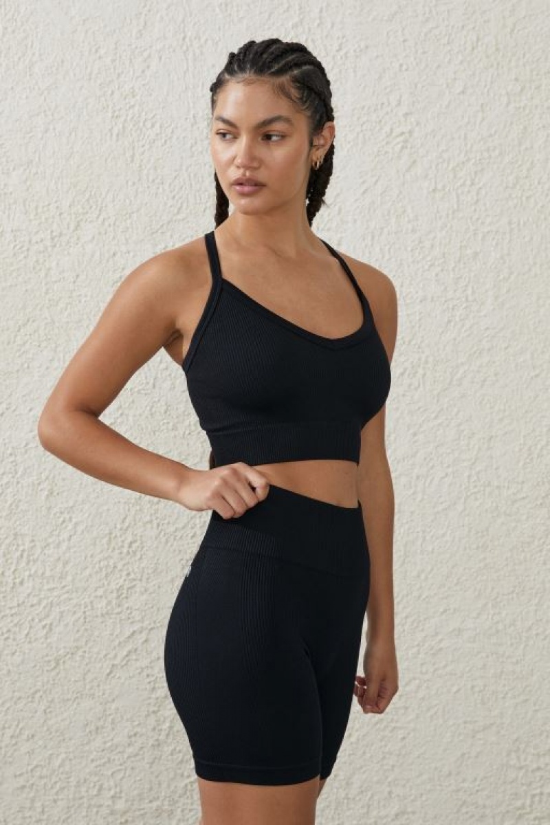 Cotton On Seamless Rib Women's Bike Shorts Black | jLXb1FVmlmE