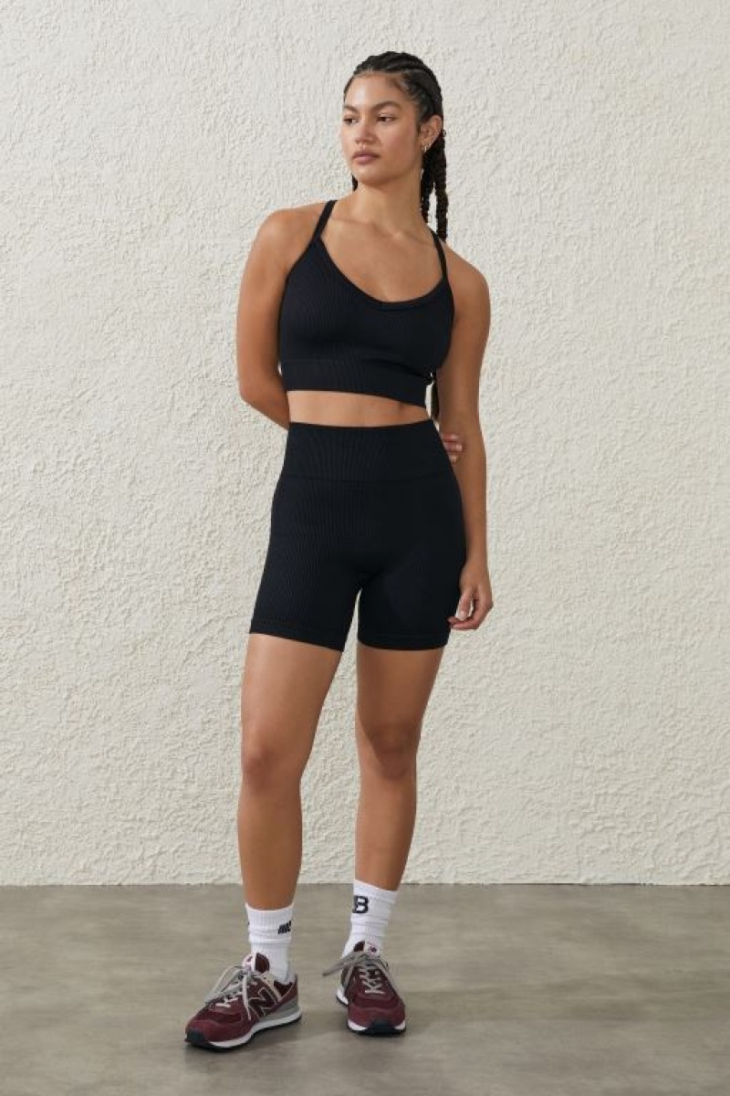 Cotton On Seamless Rib Women\'s Bike Shorts Black | jLXb1FVmlmE