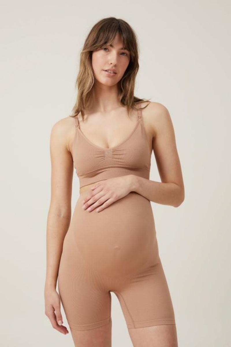 Cotton On Seamless Sculpting Short Women's Maternity Wear Maple | mFFesX8J8cL
