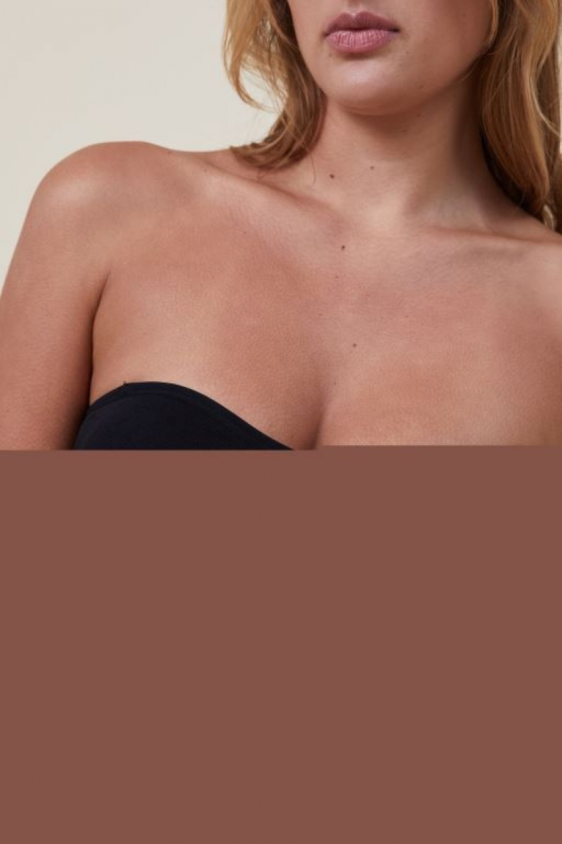 Cotton On Seamless Sweetheart Padded Bandeau Women's Bras Black | QGys3UlL1CI