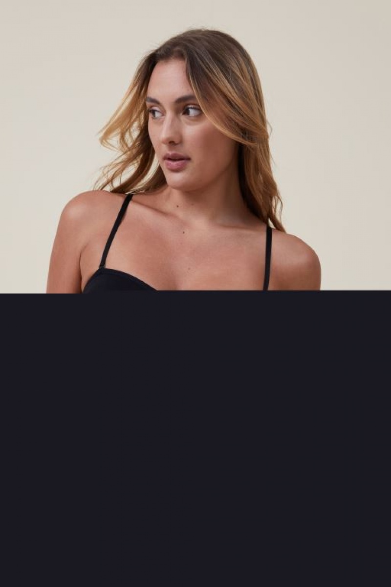 Cotton On Seamless Sweetheart Padded Bandeau Women's Bras Black | QGys3UlL1CI