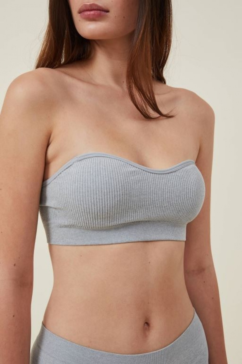 Cotton On Seamless Sweetheart Padded Bandeau Women's Bras Grey | 778LBuPOwIq