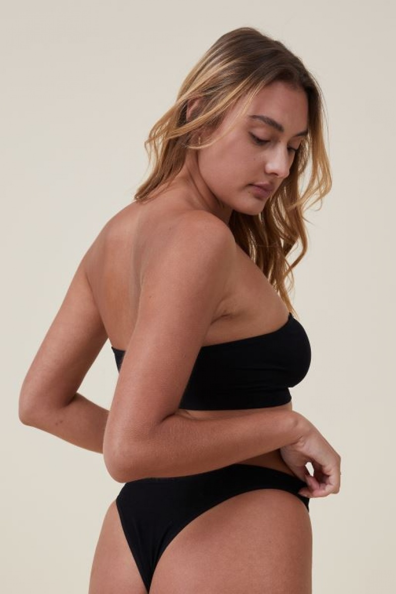 Cotton On Seamless Sweetheart Padded Bandeau Women's Bralette Black | TIKqSqzvwMu