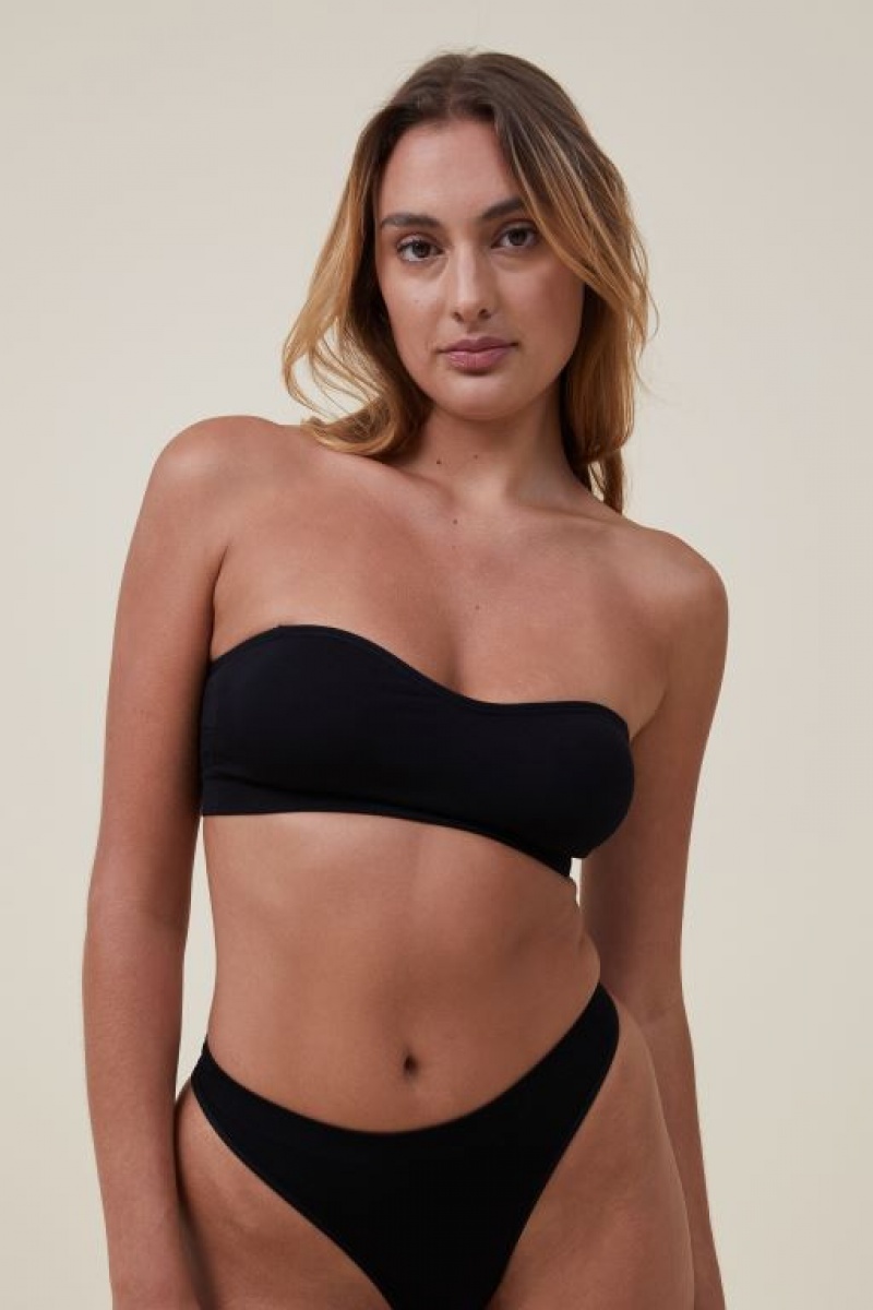 Cotton On Seamless Sweetheart Padded Bandeau Women\'s Bralette Black | TIKqSqzvwMu