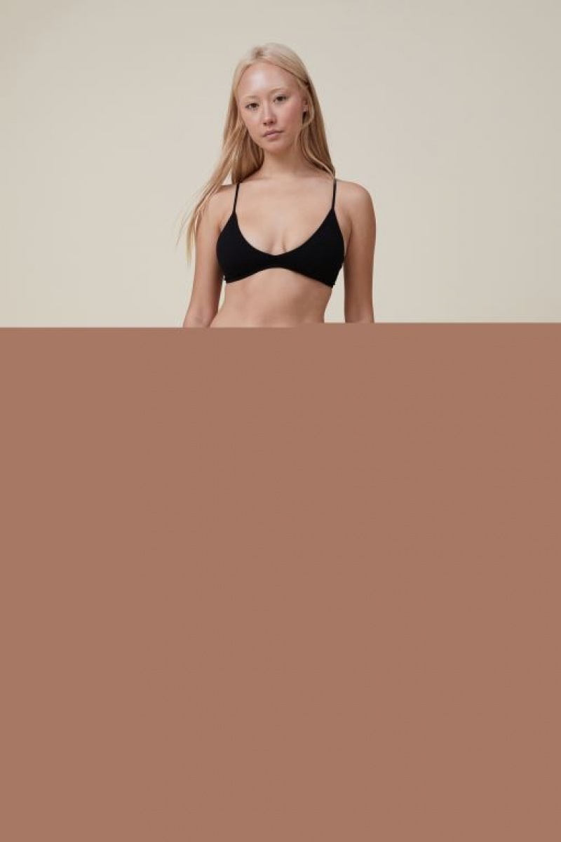Cotton On Seamless Triangle Padded Bralette Women's Bras Black | T3FGZOVnYs1