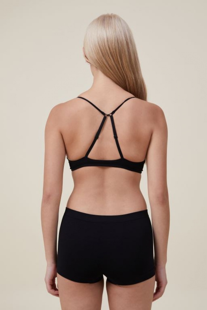Cotton On Seamless Triangle Padded Women's Bralette Black | hlpGEnECeBk