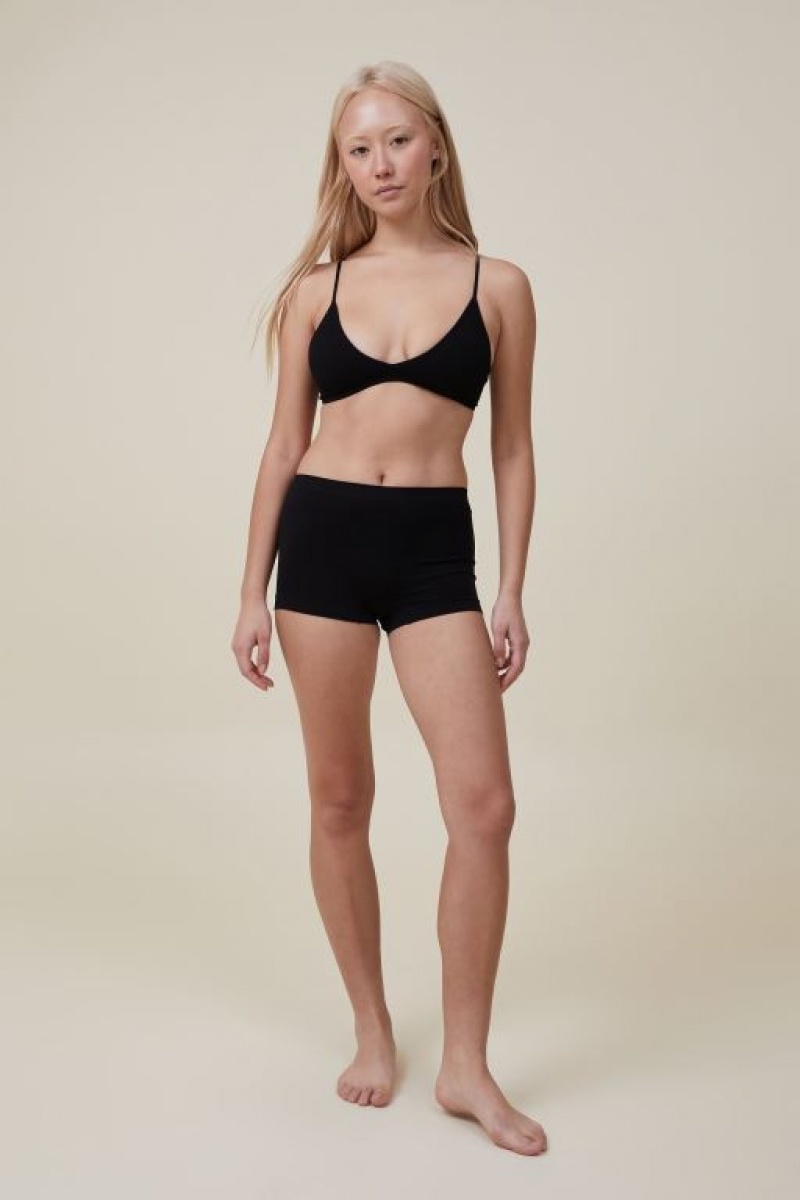 Cotton On Seamless Triangle Padded Women's Bralette Black | hlpGEnECeBk