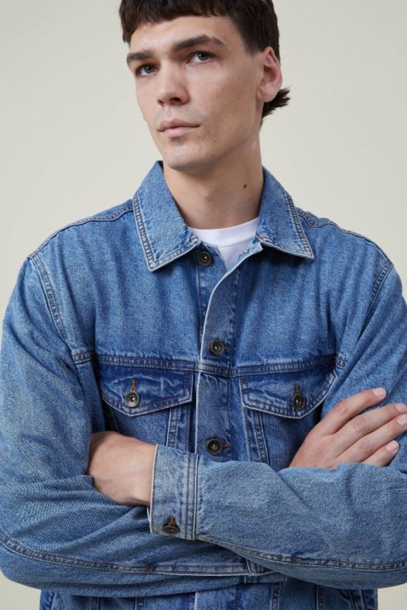 Cotton On Seattle Trucker Men's Jackets Blue | SpVeVieD6Yh